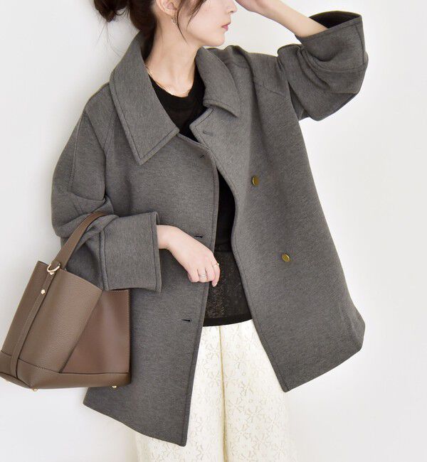 quaranciel「《一部追加予約》quaranciel:〈手洗い可能〉ダンボール ステンカラー ジャケット コート」|ステンカラーコート|