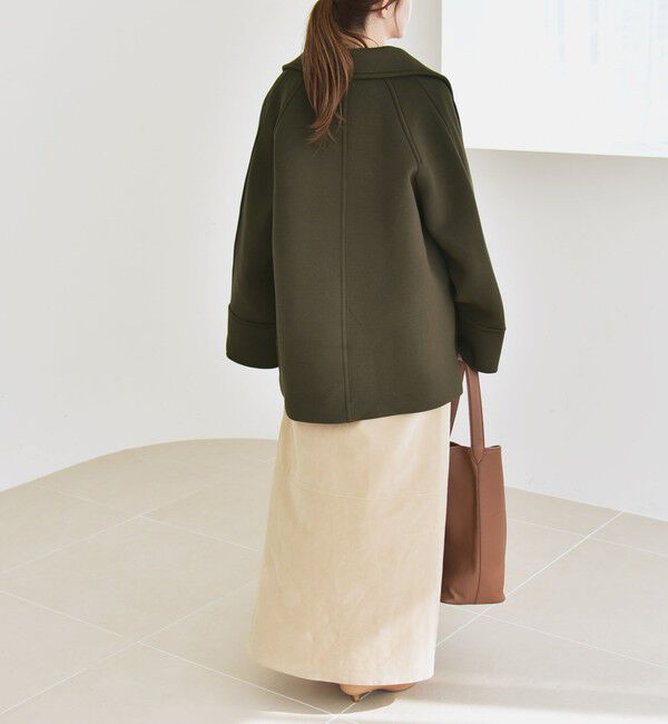 quaranciel「《一部追加予約》quaranciel:〈手洗い可能〉ダンボール ステンカラー ジャケット コート」|ステンカラーコート|