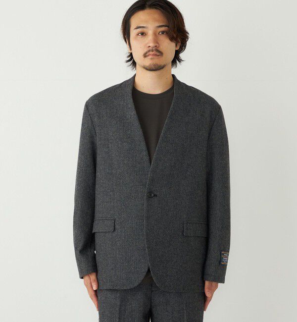 SHIPS Colors 「SHIPS Colors:T/W ツイード ノーカラー ジャケット(セットアップ対応可能)◇」|ノーカラージャケット|