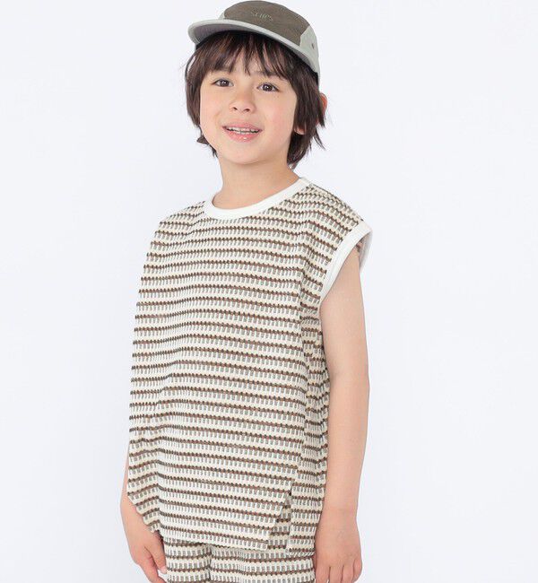 SHIPS KIDS「SHIPS KIDS:100～130cm / ジャカード ノースリーブ カットソー」|タンクトップ|ブラウン