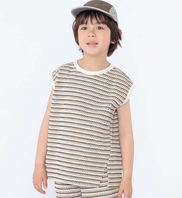 SHIPS KIDS「SHIPS KIDS:100～130cm / ジャカード ノースリーブ カットソー」|タンクトップ|