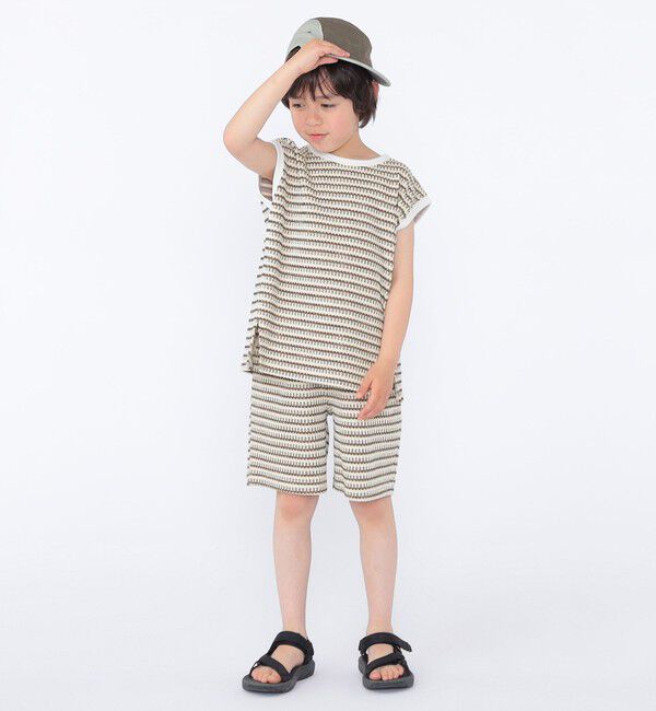 SHIPS KIDS「SHIPS KIDS:100～130cm / ジャカード ノースリーブ カットソー」|タンクトップ|