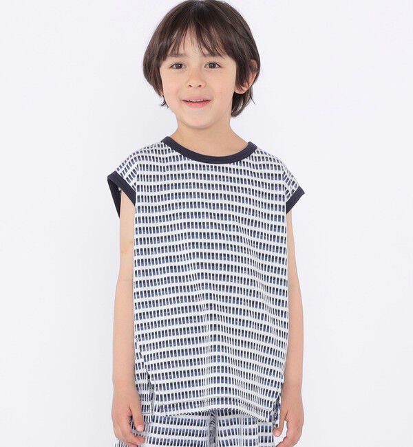 SHIPS KIDS「SHIPS KIDS:100～130cm / ジャカード ノースリーブ カットソー」|タンクトップ|