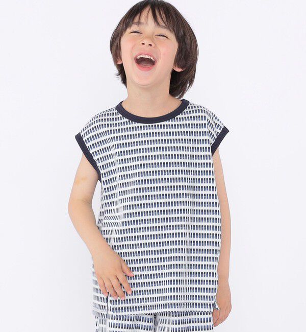 SHIPS KIDS「SHIPS KIDS:100～130cm / ジャカード ノースリーブ カットソー」|タンクトップ|
