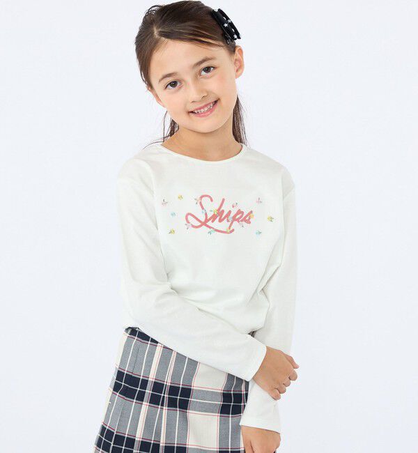 SHIPS KIDS「SHIPS KIDS:100～130cm /フラワー ロゴ ロングスリーブ Tシャツ」|Tシャツ・カットソー|