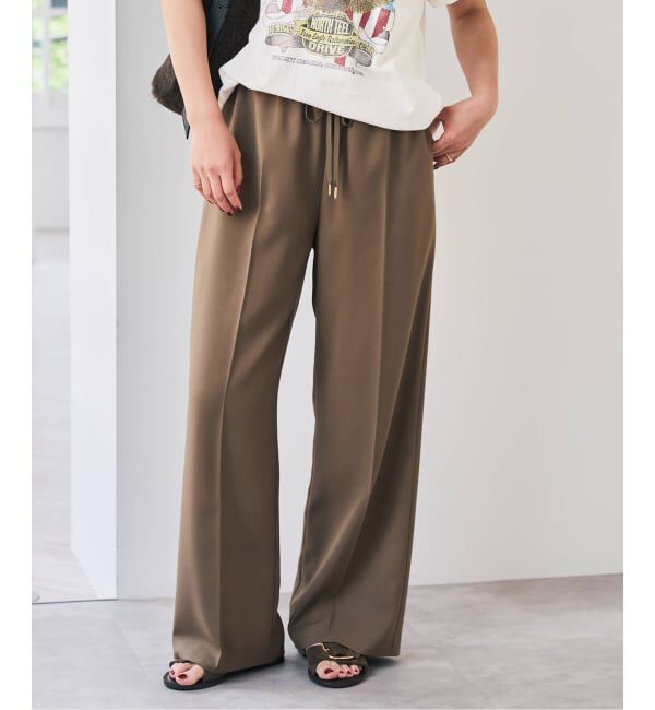 Spick and Span「ソフトタッチイージースラックスパンツ」|スラックス|キャメル