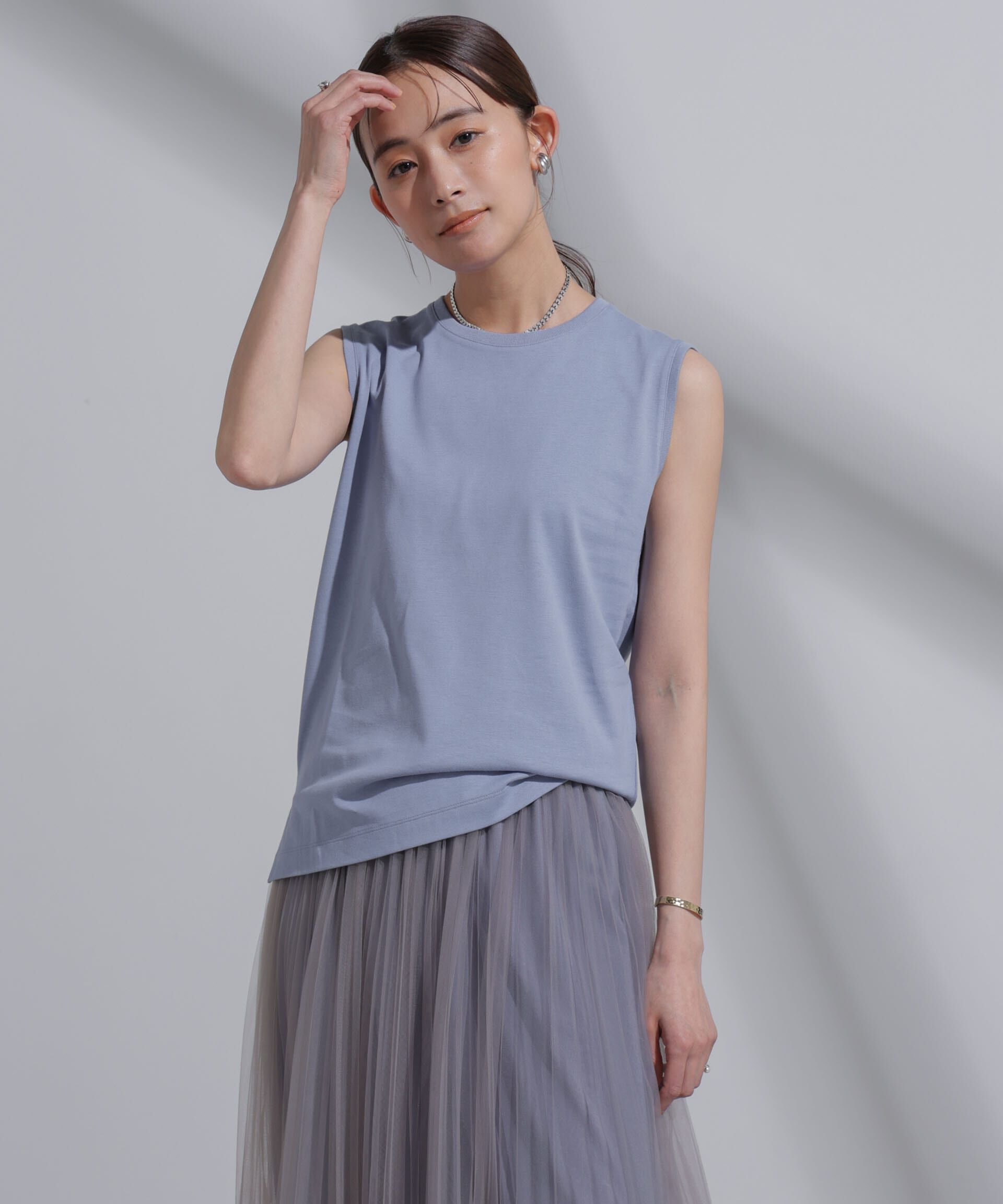 NANO universe「Anti Soaked(R)  汗染み防止 カラフルノースリTシャツ」|Tシャツ・カットソー|ブルー