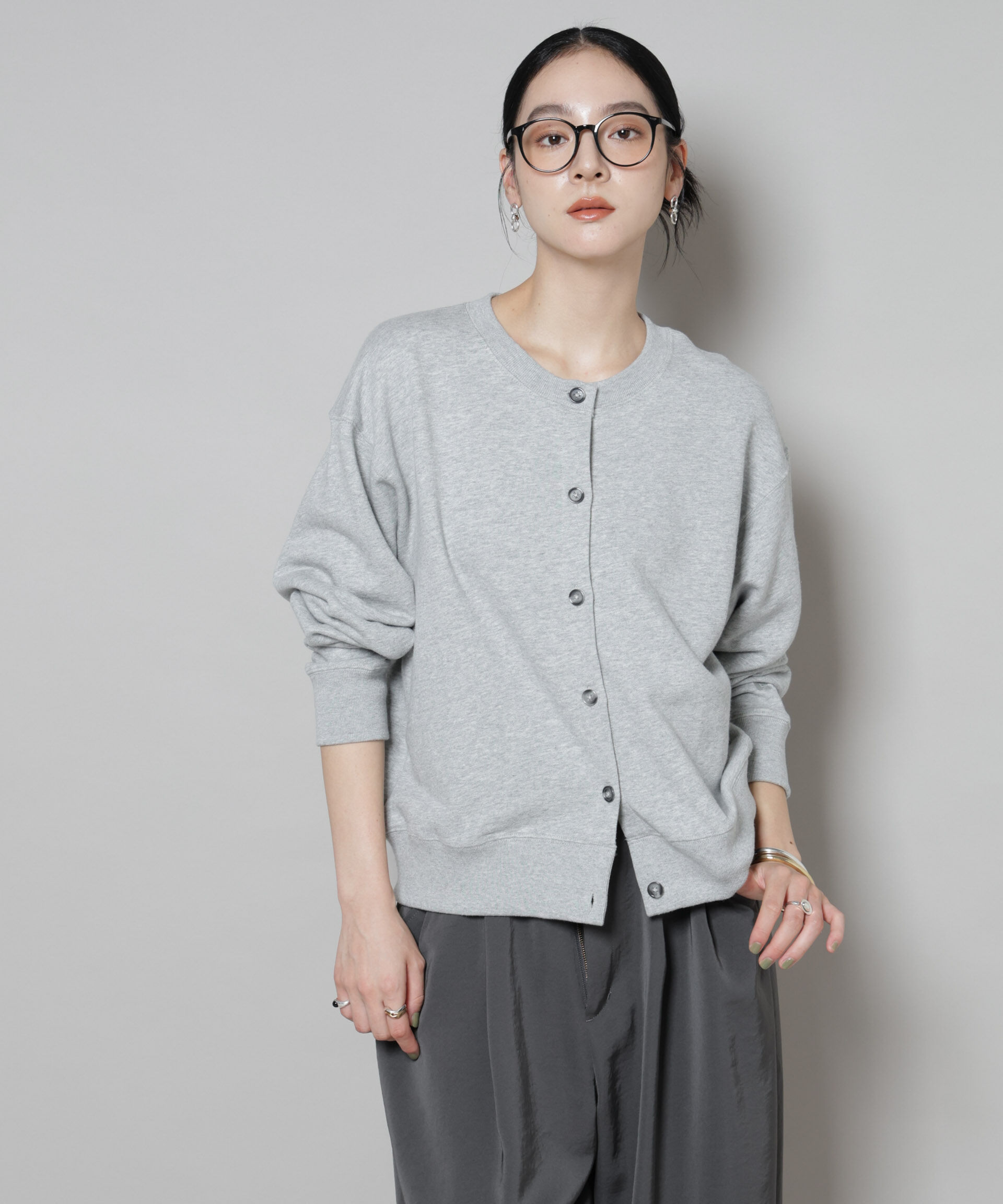 nano･universe「RUSSELL ATHLETIC/別注 Mini Logo Sweat Cardigan」|Tシャツ・カットソー|グレー