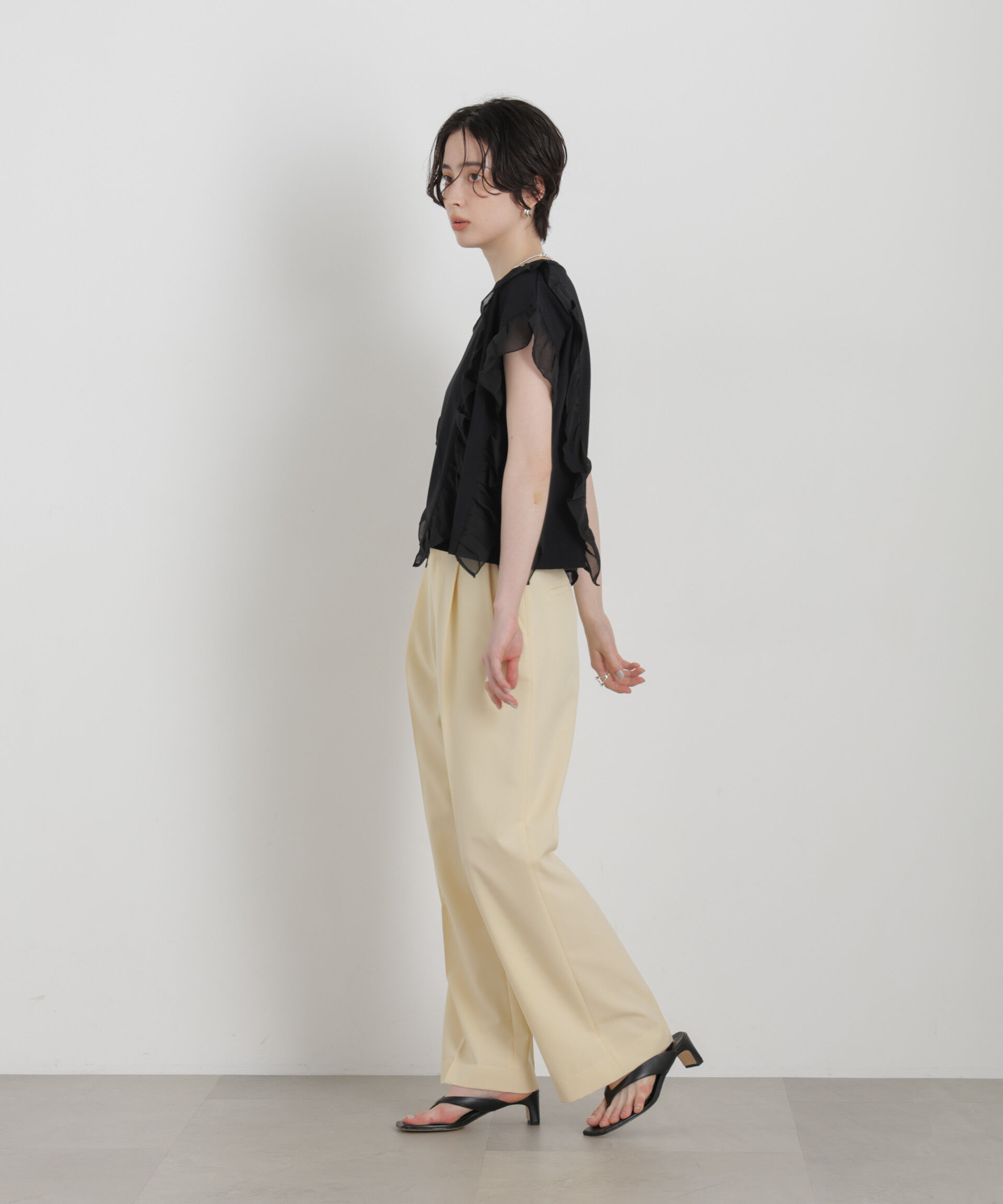 NANO universe「シフォンフリルカットソー」|Tシャツ・カットソー|