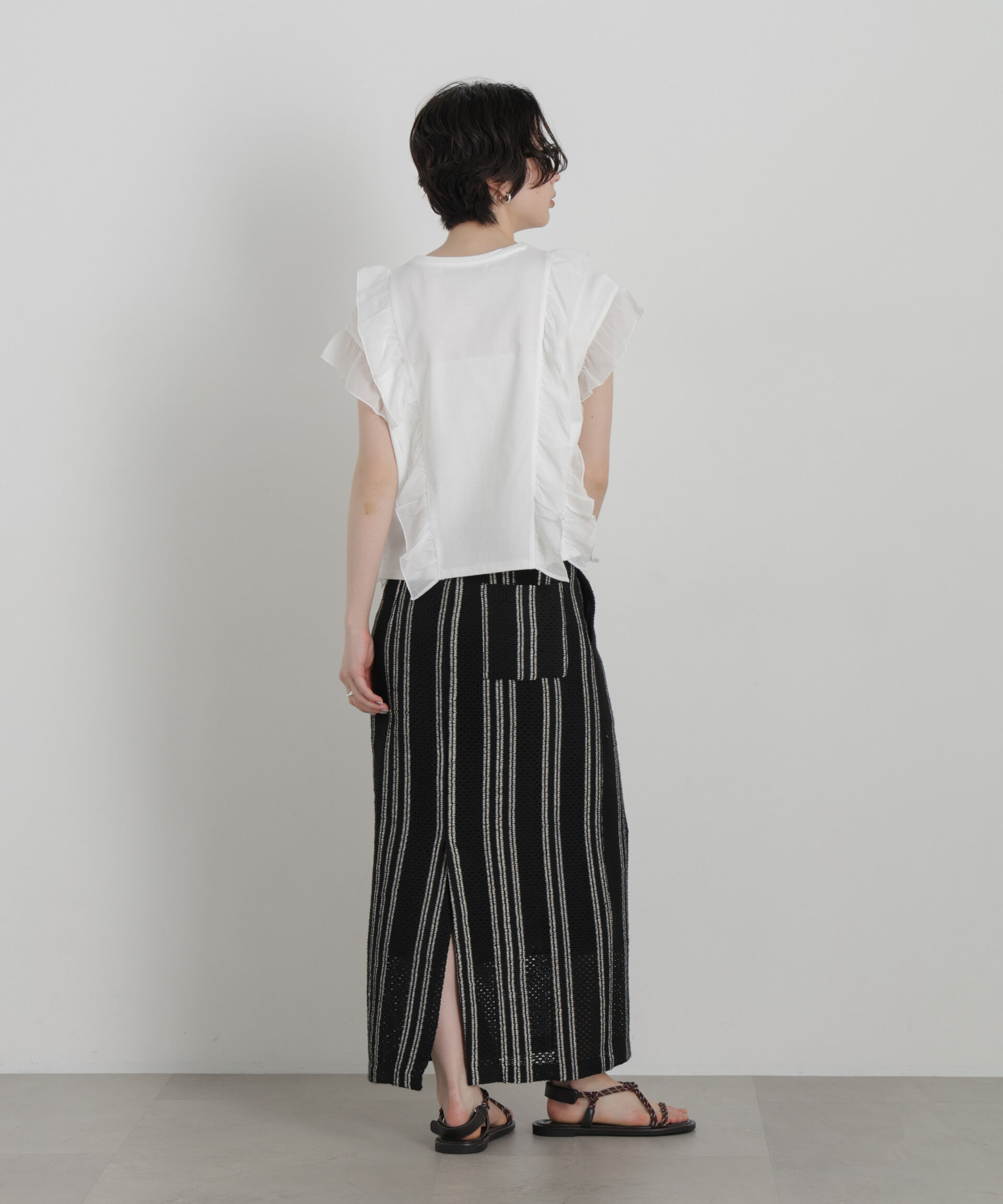NANO universe「シフォンフリルカットソー」|Tシャツ・カットソー|