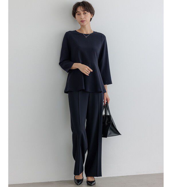 23区「【洗える】トリアセダブルジョーゼット ペプラム ブラウス」|シャツ・ブラウス|