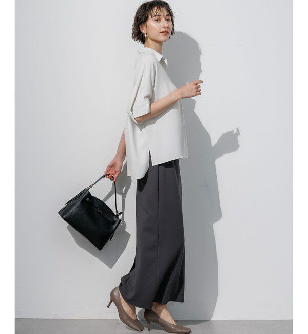 23区「ストレッチジョーゼット スキッパーネック ブラウス」|シャツ・ブラウス|