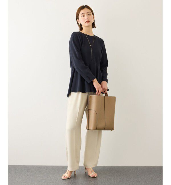 ROPE「トリアセダブルクロス ペプラムブラウス/セットアップ対応・イージーケア・26SS」|シャツ・ブラウス|