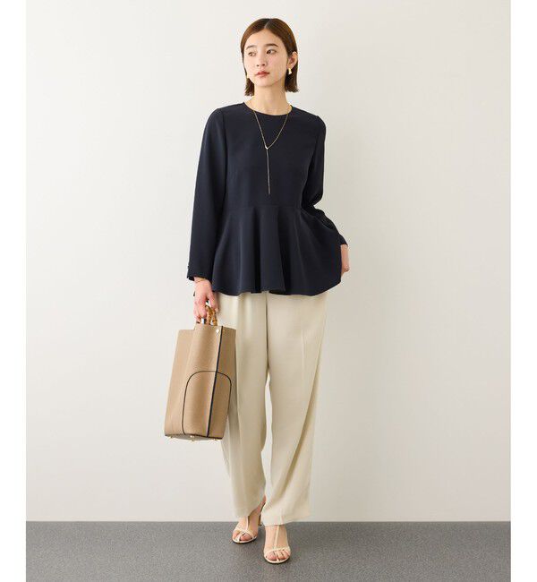 ROPE「トリアセダブルクロス ペプラムブラウス/セットアップ対応・イージーケア・26SS」|シャツ・ブラウス|