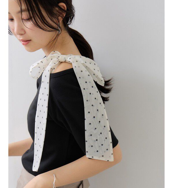 VIS「肩リボンTシャツ」|Tシャツ・カットソー|ブラック(01)