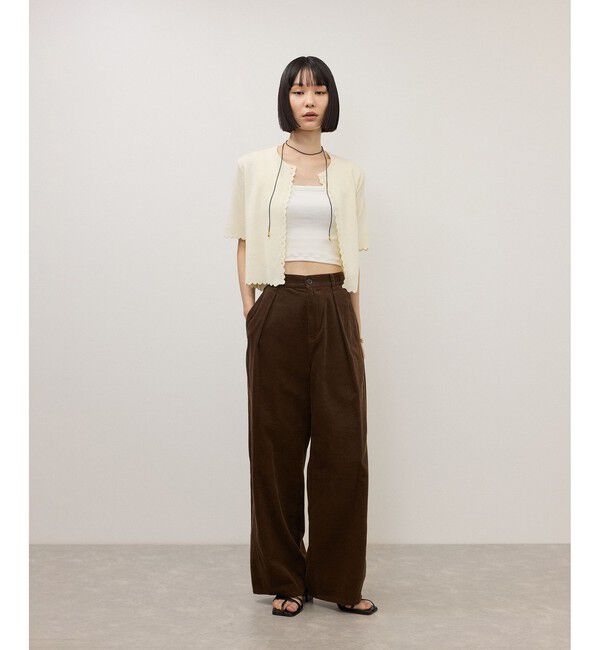 ADAM ET ROPE'「【WEB限定】ハーフスリーブリブカーディガン」|カーディガン|