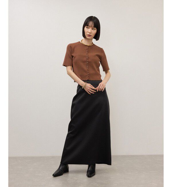ADAM ET ROPE'「【WEB限定】ハーフスリーブリブカーディガン」|カーディガン|