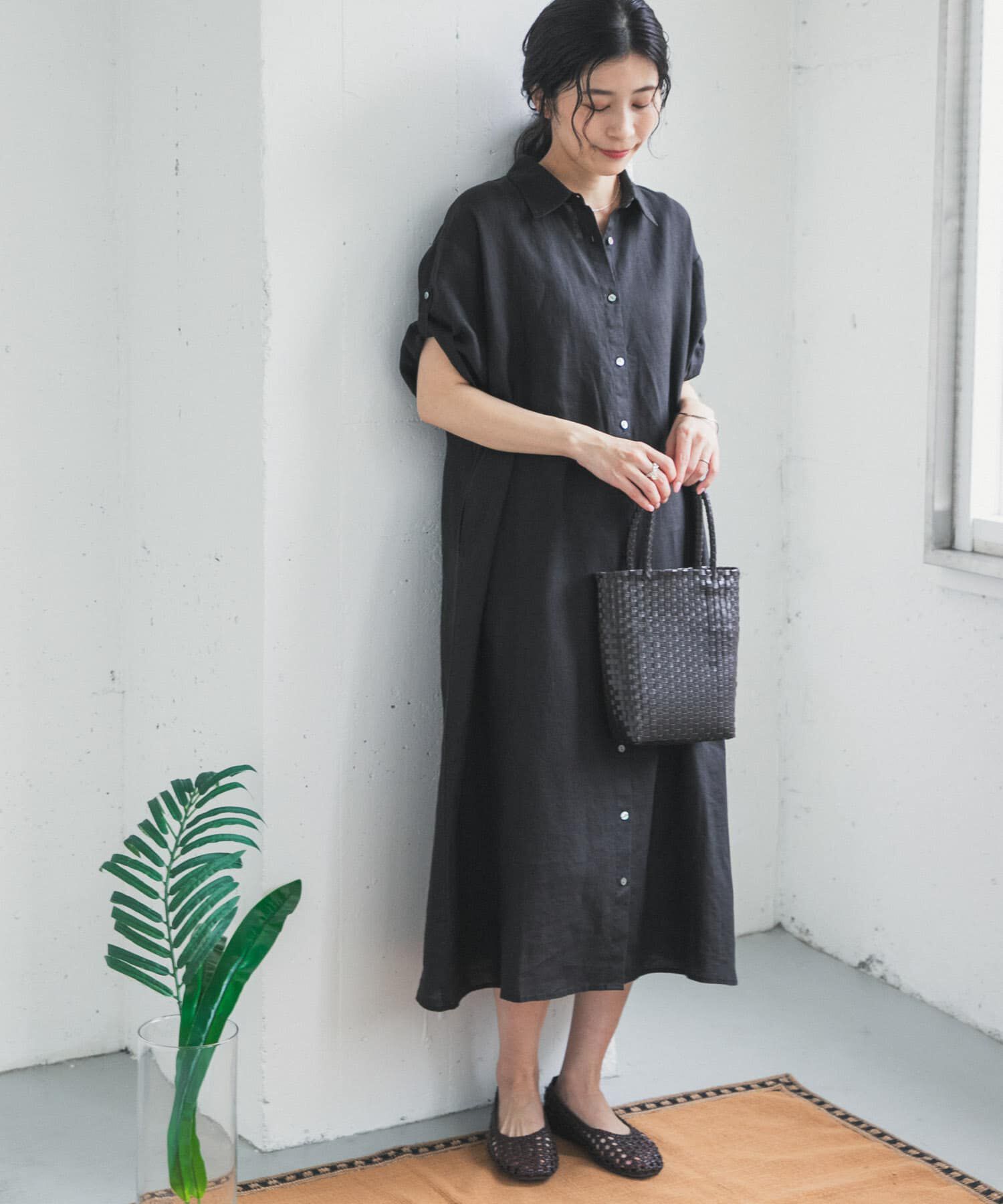 URBAN RESEARCH DOORS「リネン半袖シャツワンピース」|ワンピース|