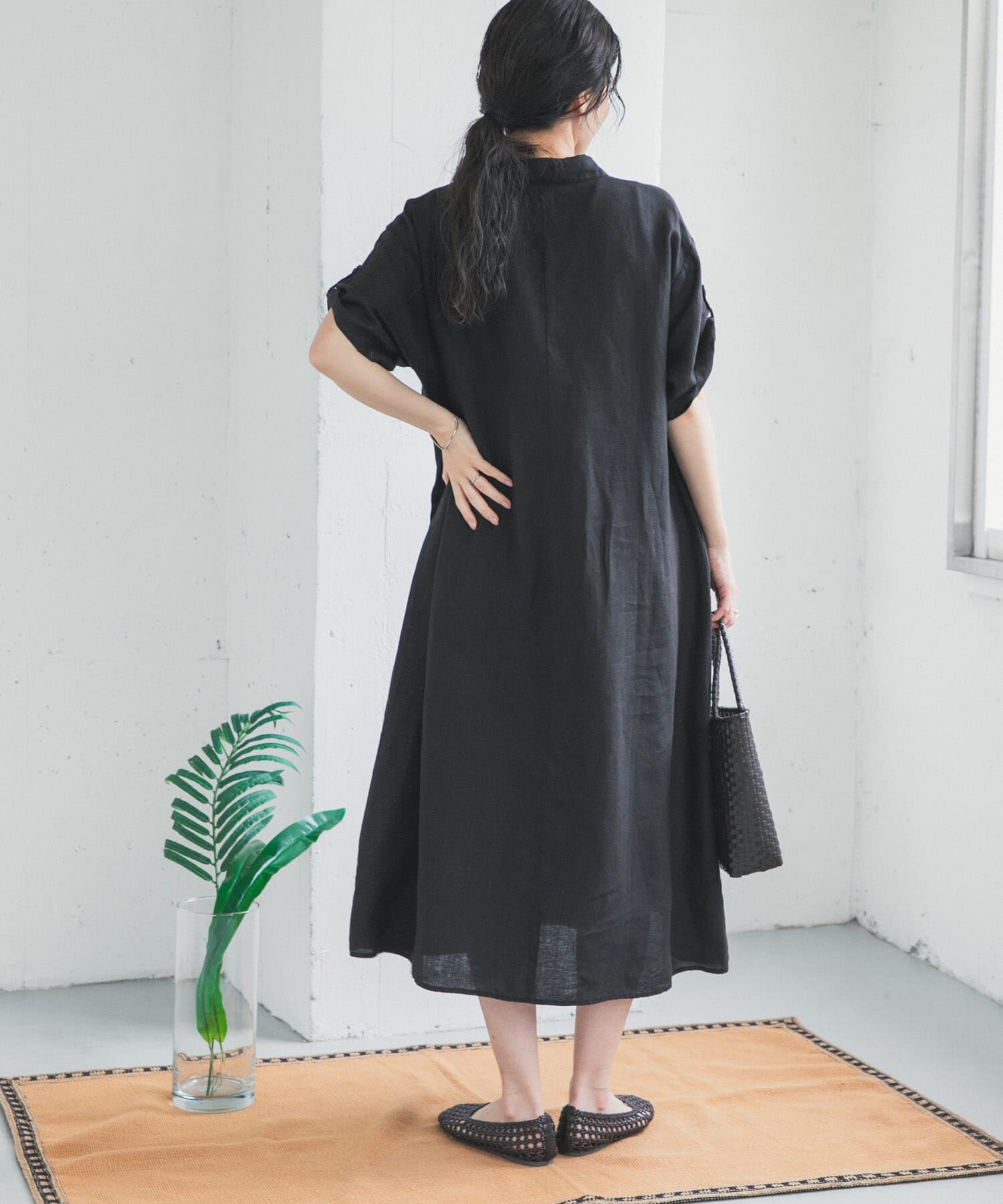 URBAN RESEARCH DOORS「リネン半袖シャツワンピース」|ワンピース|