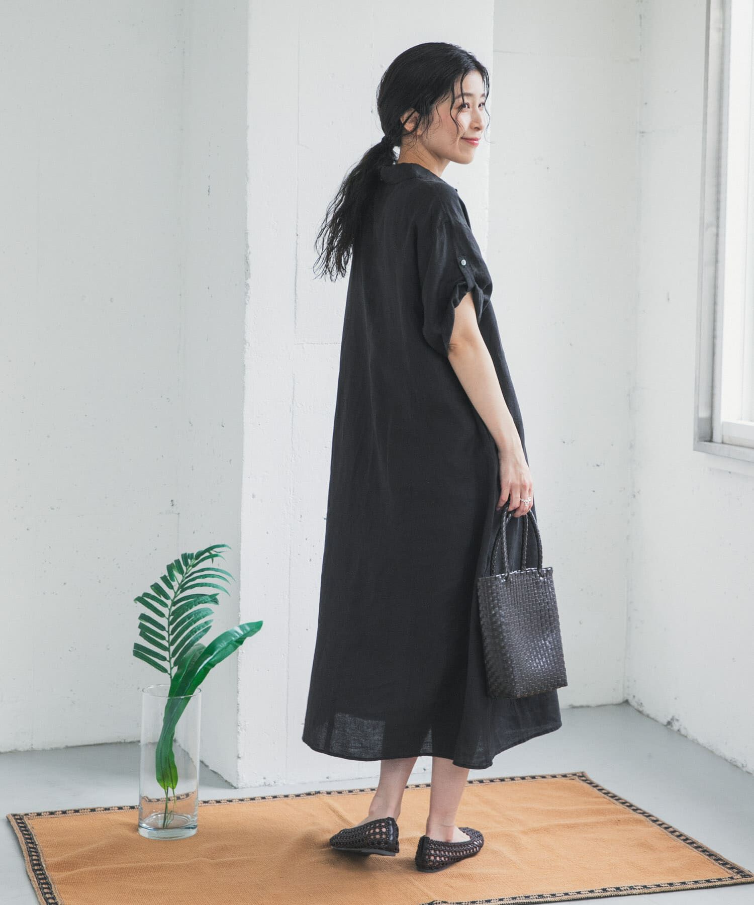 URBAN RESEARCH DOORS「リネン半袖シャツワンピース」|ワンピース|