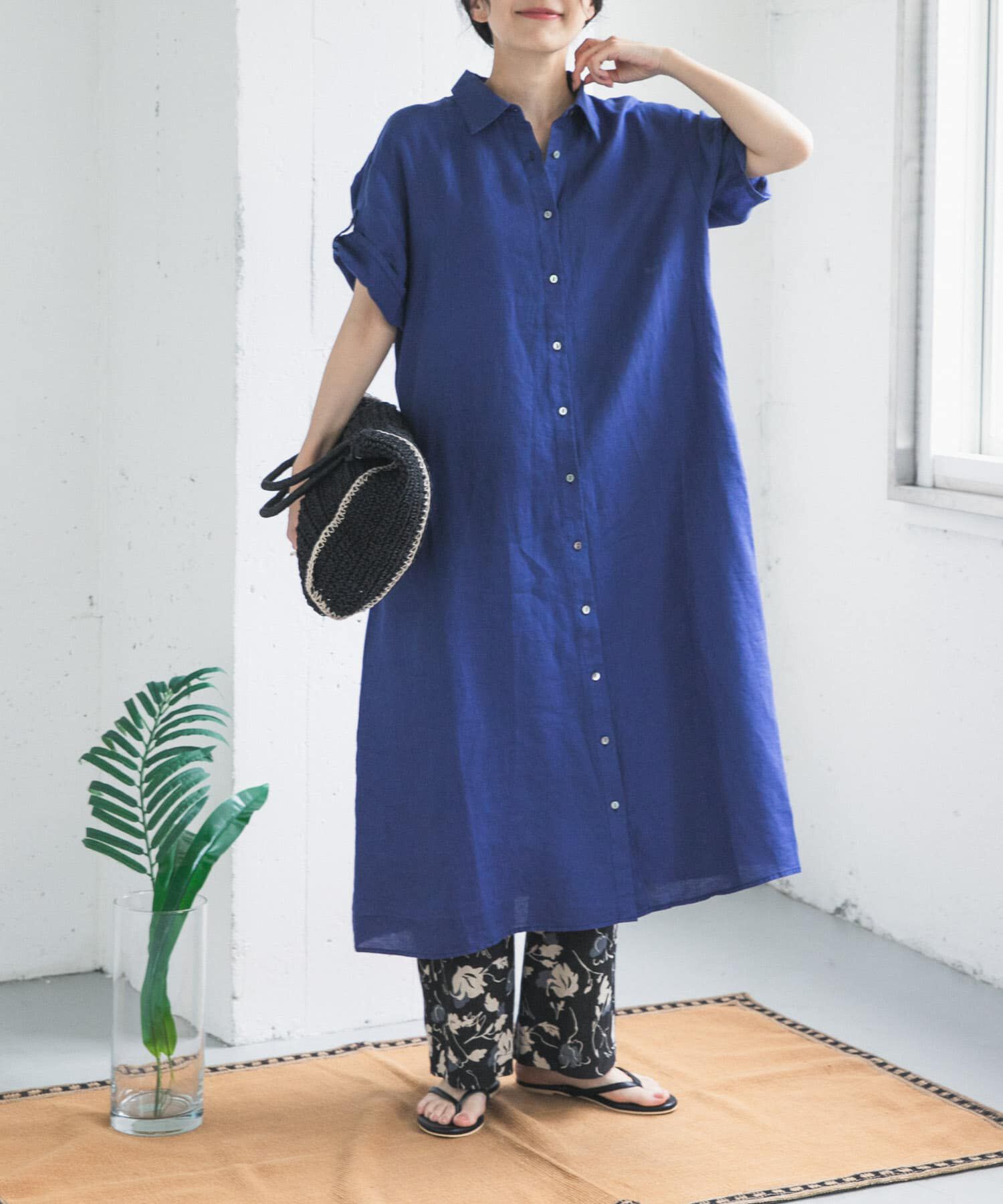URBAN RESEARCH DOORS「リネン半袖シャツワンピース」|ワンピース|