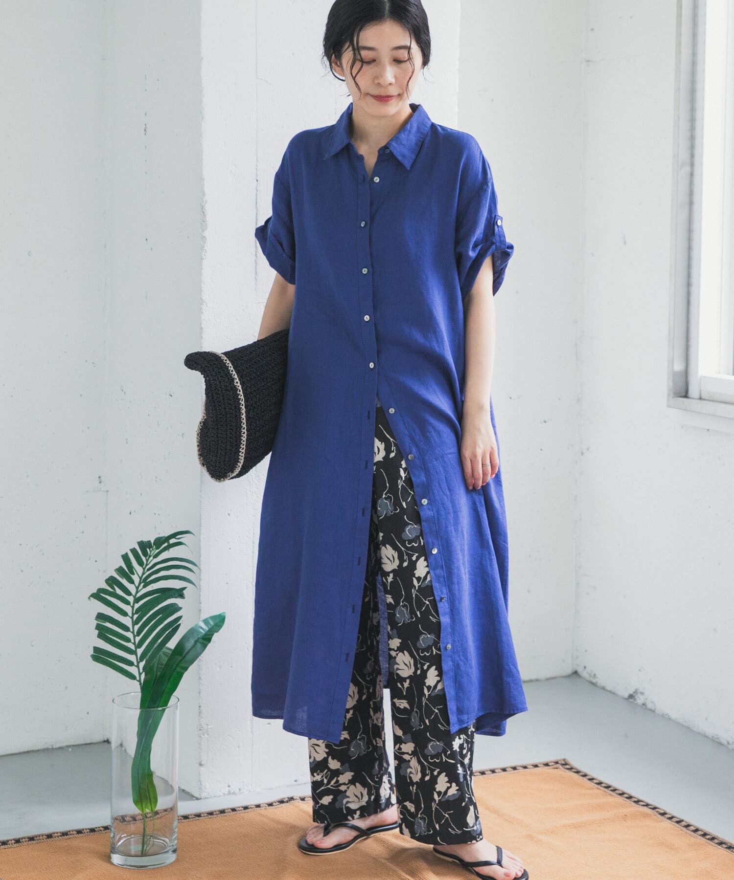 URBAN RESEARCH DOORS「リネン半袖シャツワンピース」|ワンピース|