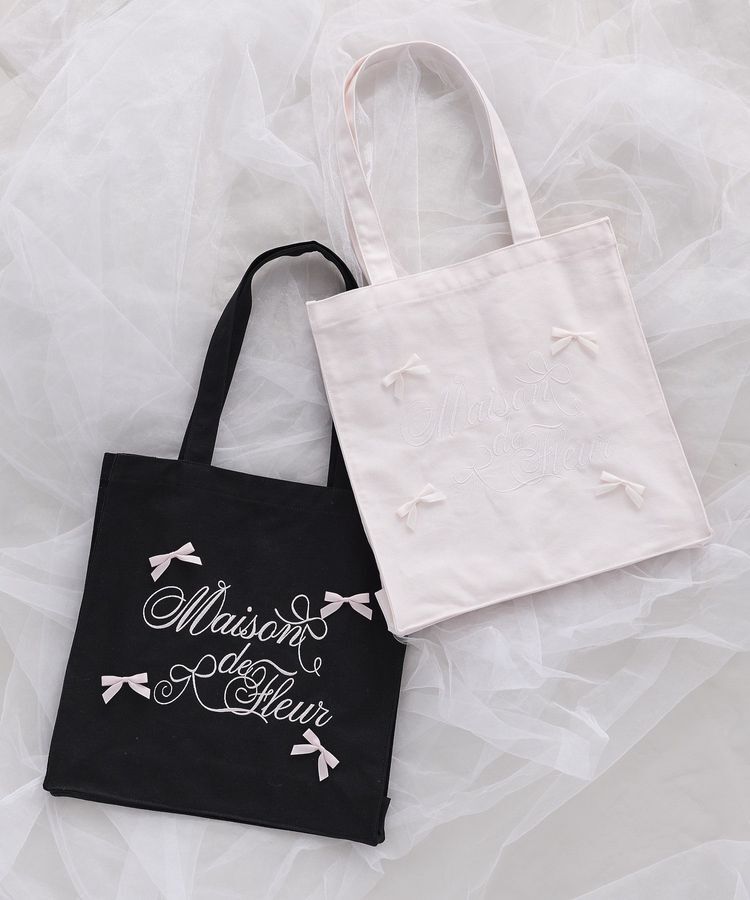 Maison de FLEUR「リボンブランドロゴ刺繍スクエアトートバッグ」|トートバッグ|