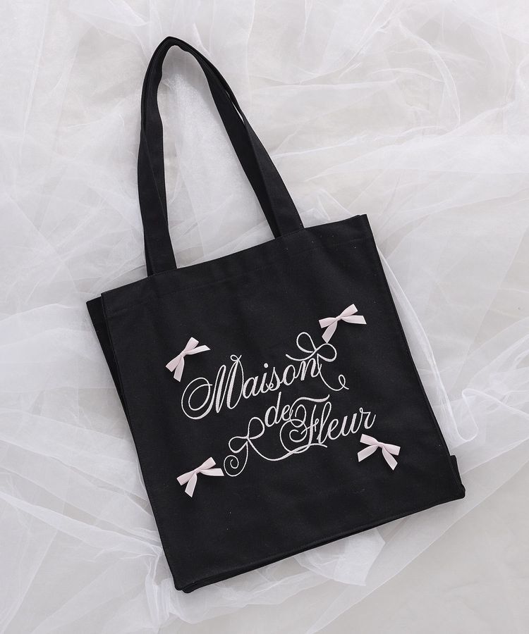 Maison de FLEUR「リボンブランドロゴ刺繍スクエアトートバッグ」|トートバッグ|