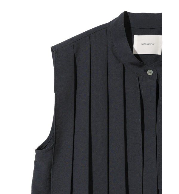 MIDIUMISOLID「MIDIUMISOLID for Ladies ノースリーブアシンメトリープリーツシャツ」|シャツ・ブラウス|