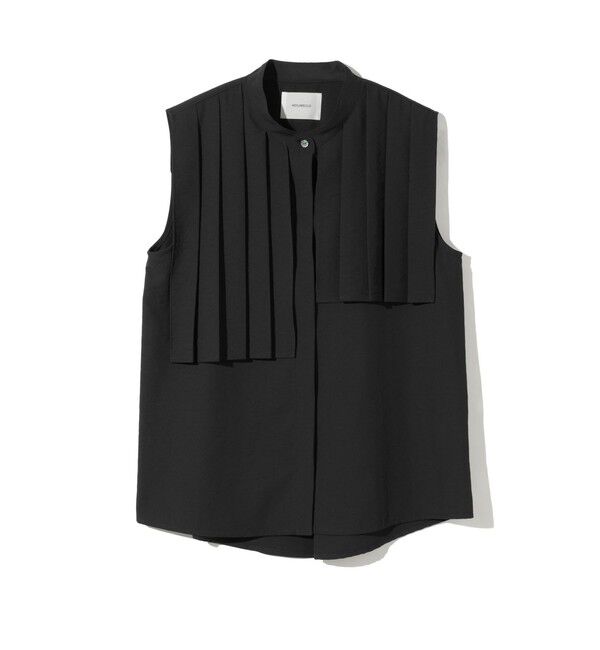 MIDIUMISOLID「MIDIUMISOLID for Ladies ノースリーブアシンメトリープリーツシャツ」|シャツ・ブラウス|