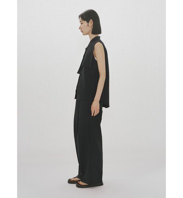 MIDIUMISOLID「MIDIUMISOLID for Ladies ノースリーブアシンメトリープリーツシャツ」|シャツ・ブラウス|