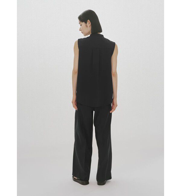MIDIUMISOLID「MIDIUMISOLID for Ladies ノースリーブアシンメトリープリーツシャツ」|シャツ・ブラウス|