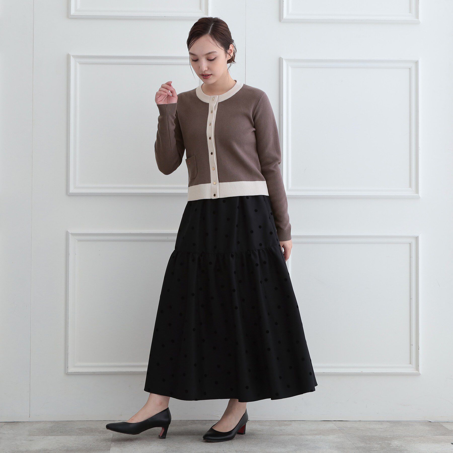 DRESSTERIOR「【ウォッシャブル】コットンカシミヤバイカラーカーディガン」|カーディガン|