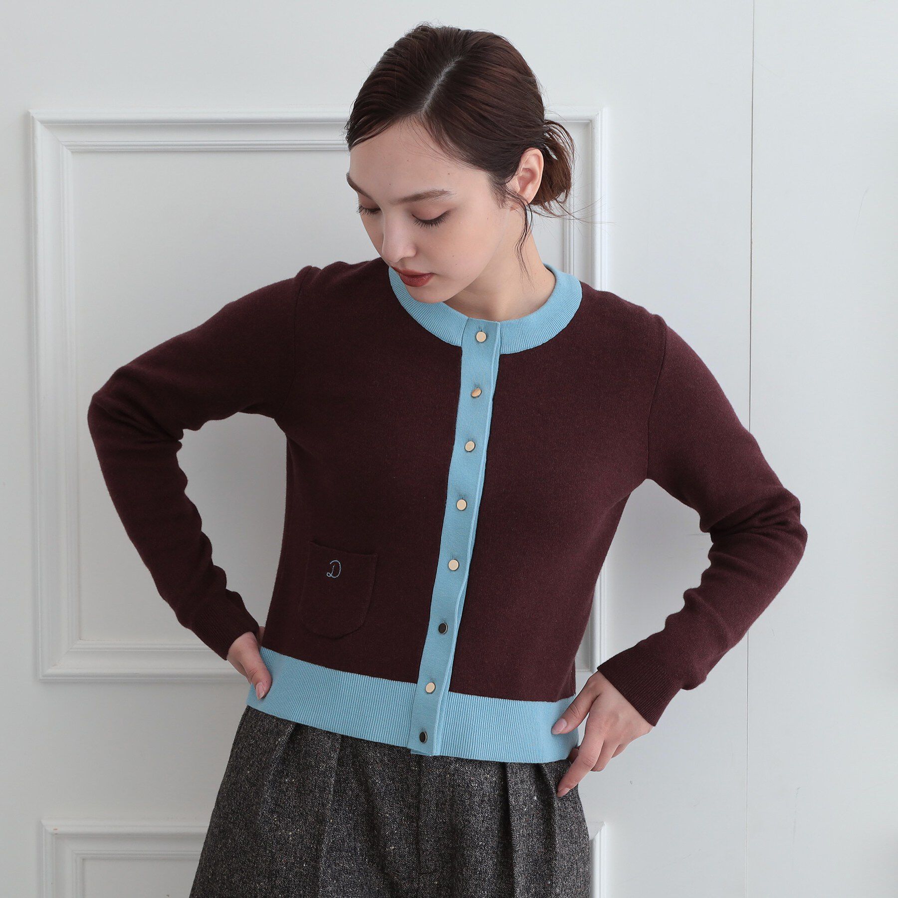 DRESSTERIOR「【ウォッシャブル】コットンカシミヤバイカラーカーディガン」|カーディガン|