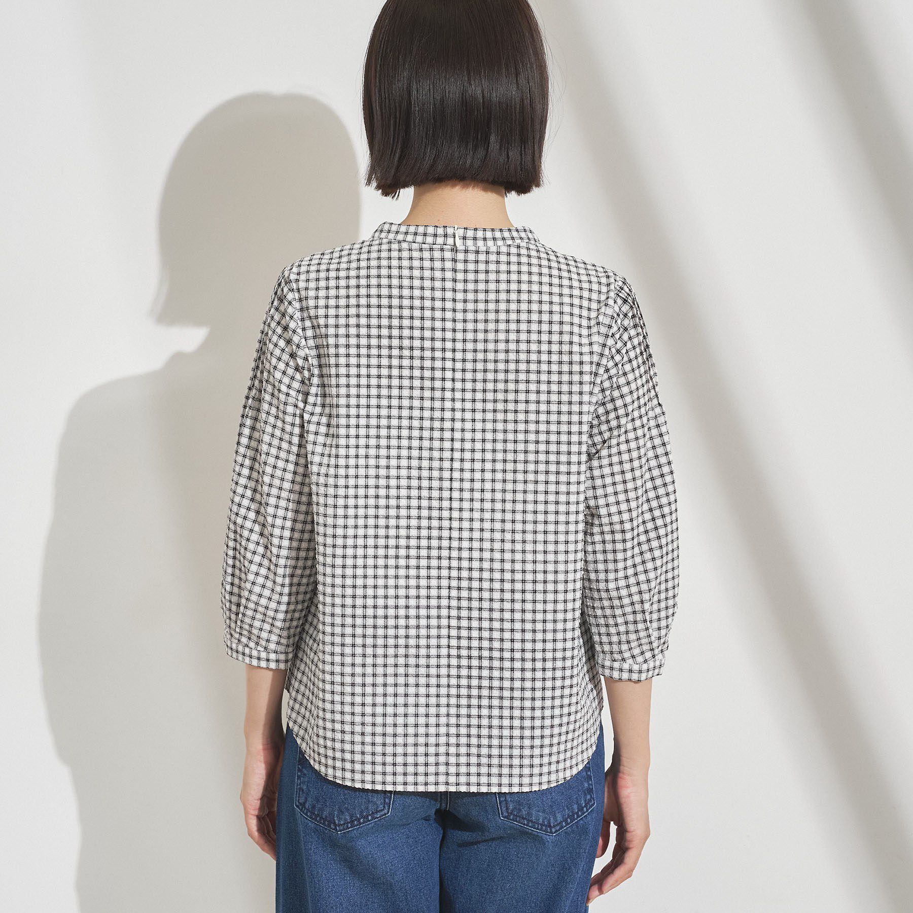 INDIVI「【初秋にピッタリ！／洗える】凹凸素材ミニスタンドトップス」|Tシャツ・カットソー|
