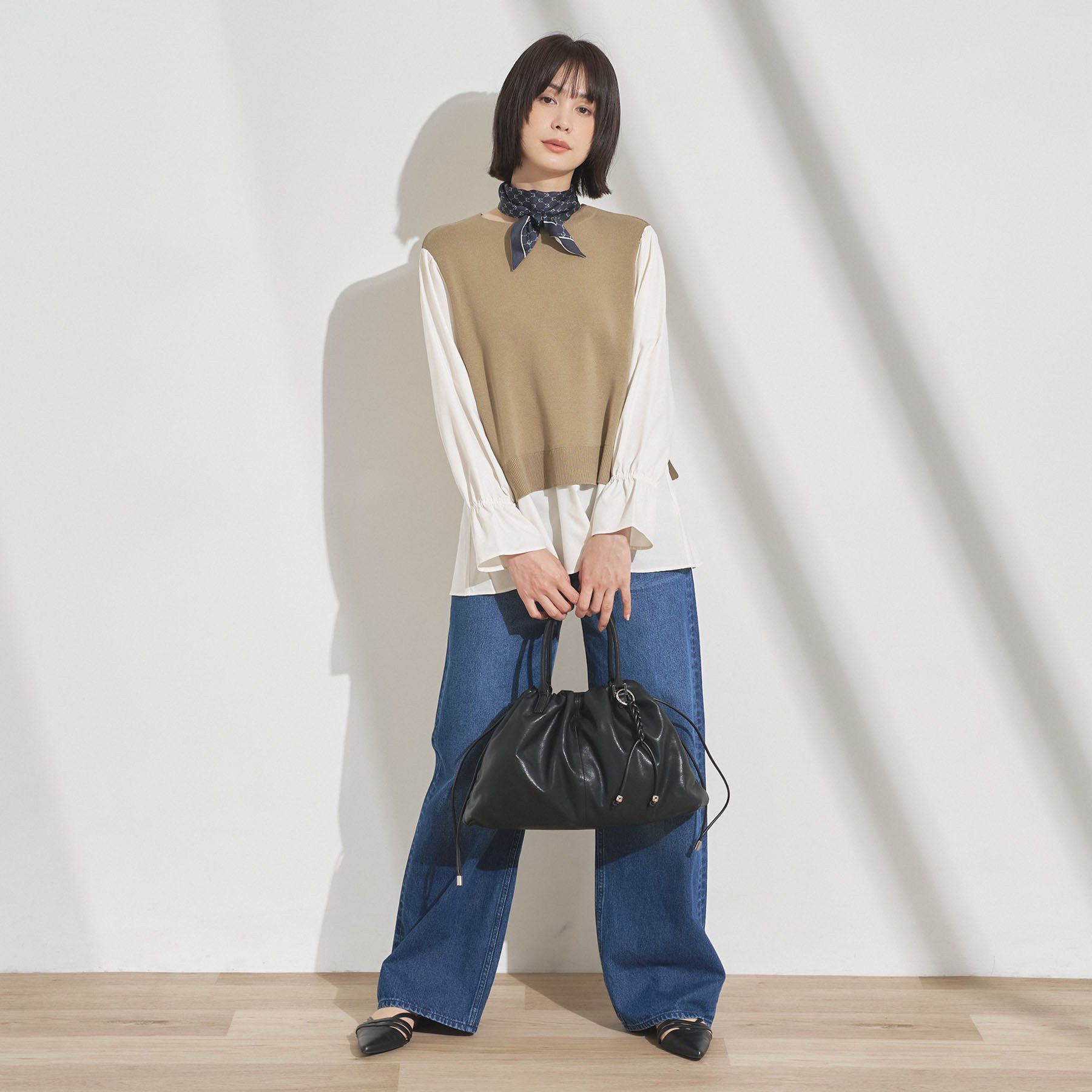 INDIVI「【洗える／1枚でコーデ完成】重ね着風ニットトップス」|Tシャツ・カットソー|