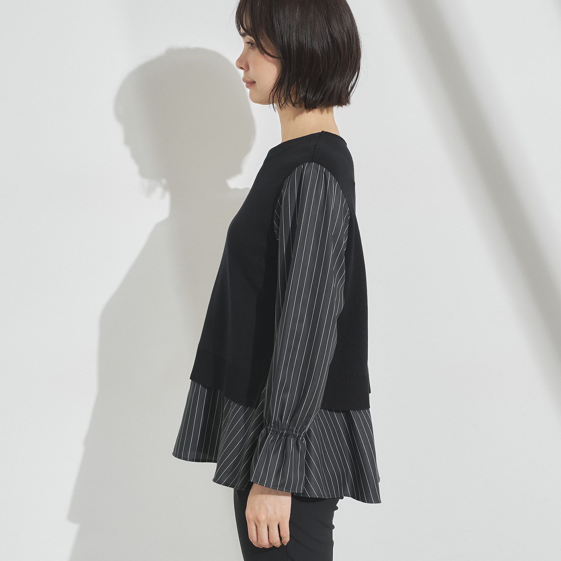 INDIVI「【洗える／1枚でコーデ完成】重ね着風ニットトップス」|Tシャツ・カットソー|