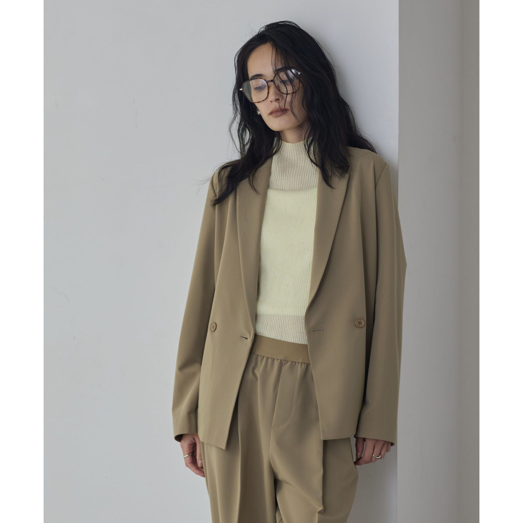 GALLEST「Comfy Set Up｜ダブルブレストイージージャケット【セットアップ対応／通勤／カセット服】」|テーラードジャケット|ベージュ(052)