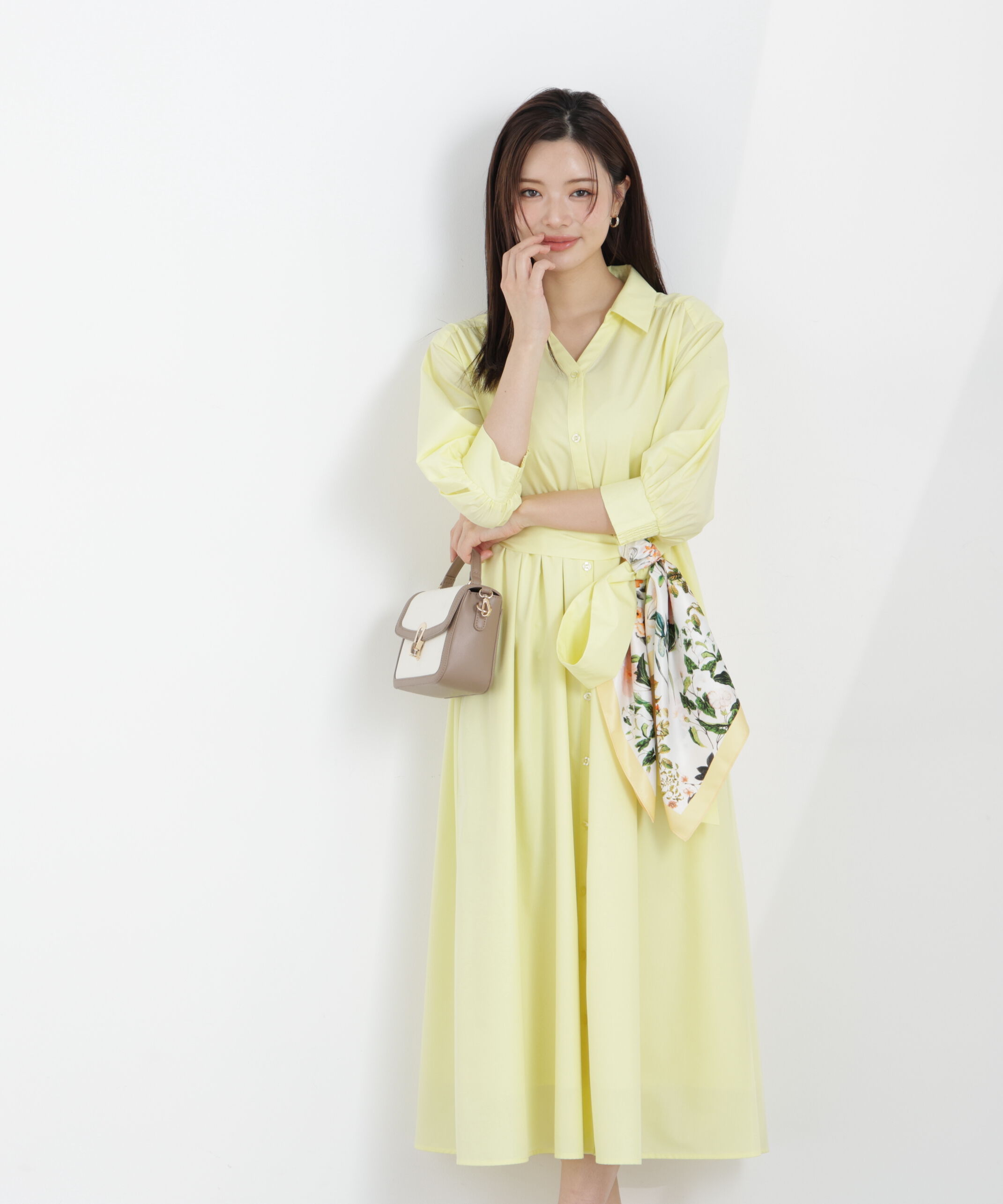 PROPORTION BODY DRESSING「リボン付きシャツワンピース　26SS」|ワンピース|イエロー