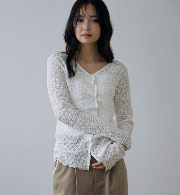 archives「【ＯＮかわ】カットレースフロントタックＴＯＰＳ」|Tシャツ・カットソー|