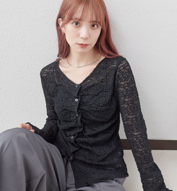archives「【ＯＮかわ】カットレースフロントタックＴＯＰＳ」|Tシャツ・カットソー|