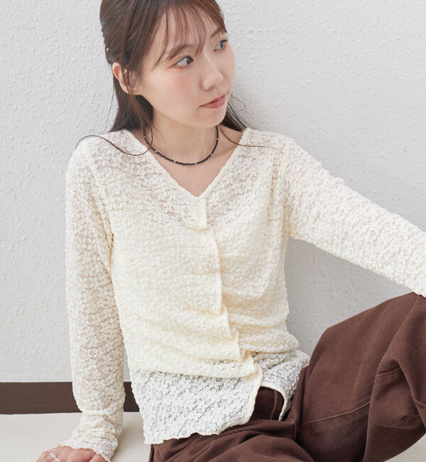 archives「【ＯＮかわ】カットレースフロントタックＴＯＰＳ」|Tシャツ・カットソー|