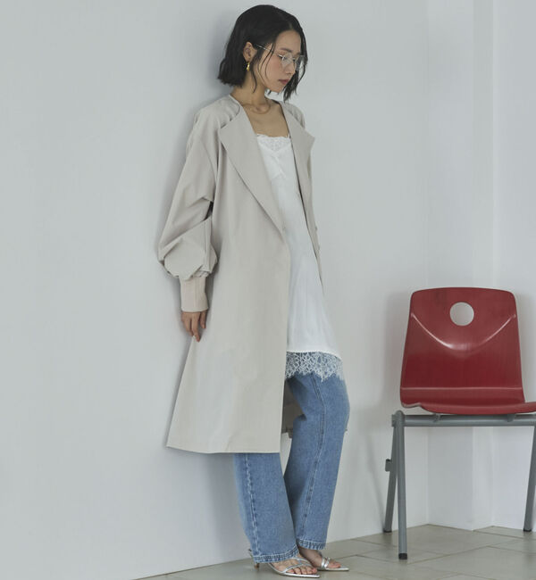 Doux archives「ノーカラーロングコート」|ダッフルコート|