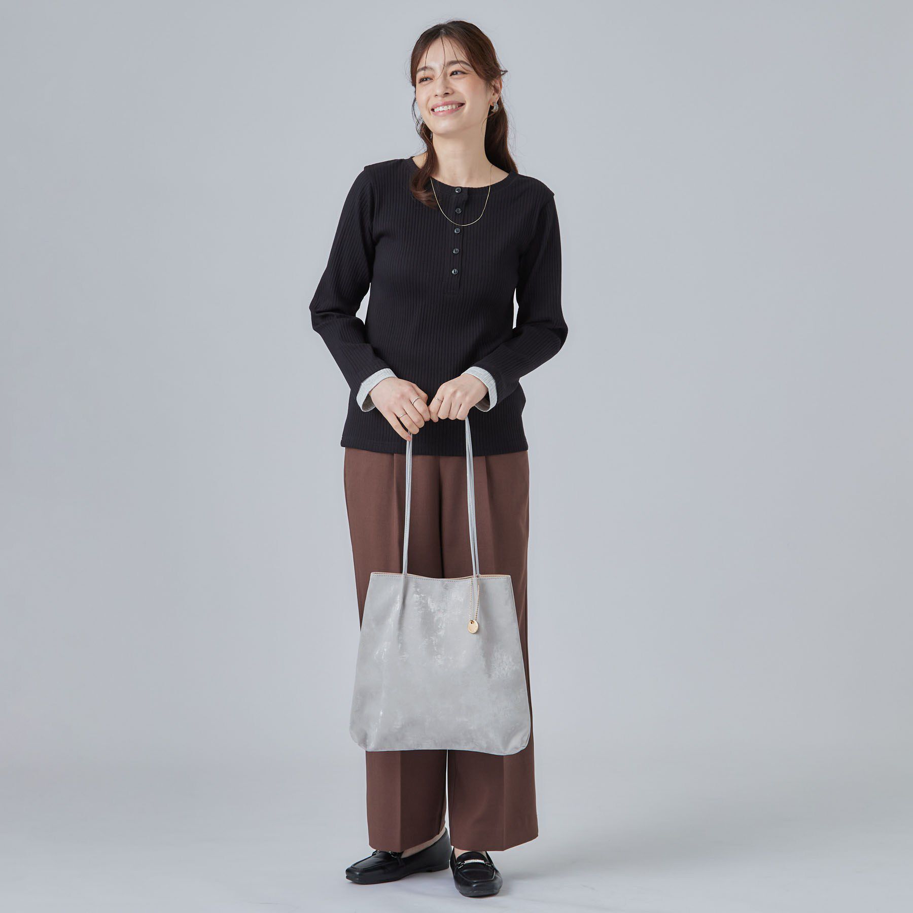 SHOO･LA･RUE「光沢生地つまみハンドルトートバッグ」|トートバッグ|