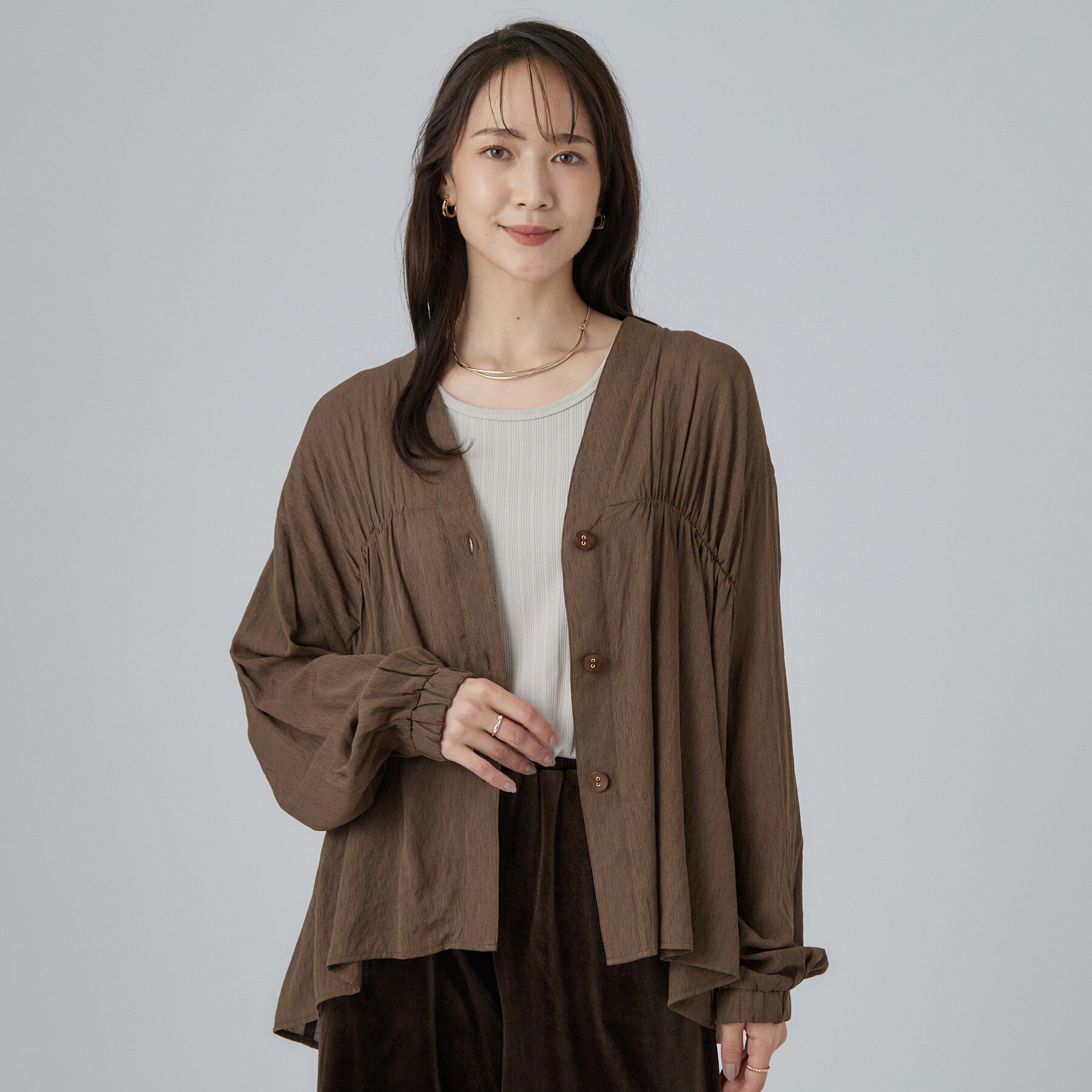 SHOO･LA･RUE「シャーリングシャツカーディガン」|カーディガン|