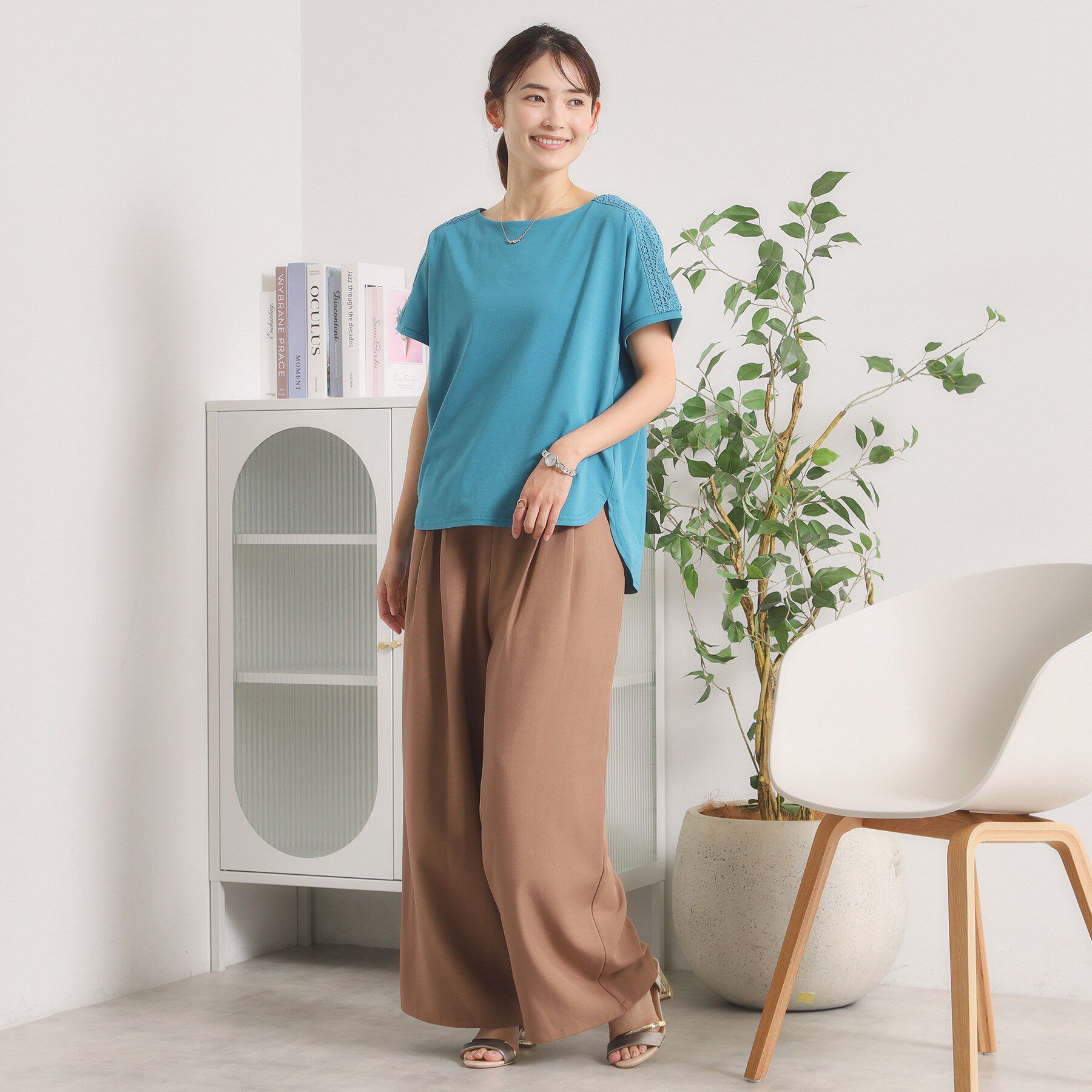 ITS&rsquo;DEMO「【冷感／遮熱】肩レースTシャツ」|Tシャツ・カットソー|