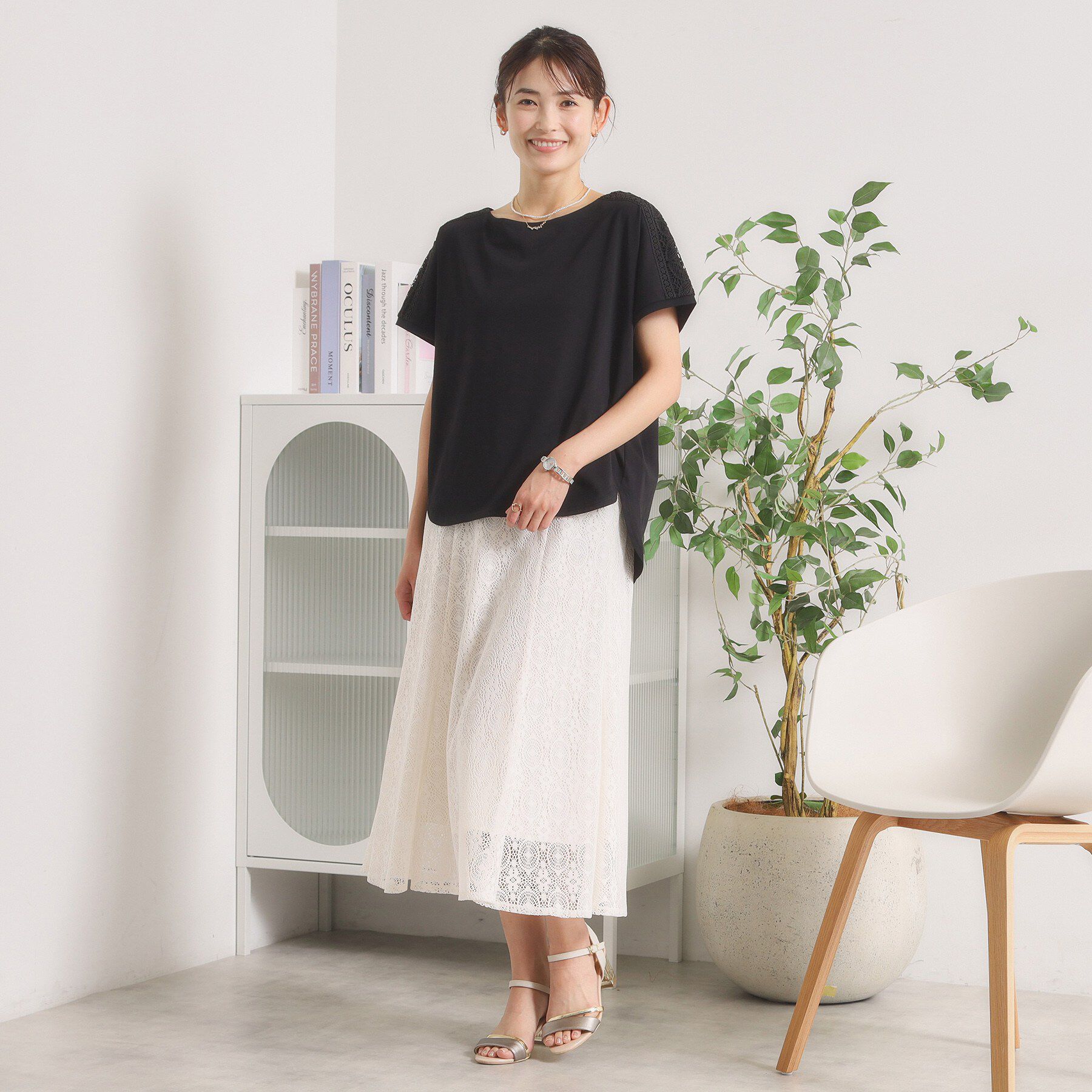ITS&rsquo;DEMO「【冷感／遮熱】肩レースTシャツ」|Tシャツ・カットソー|