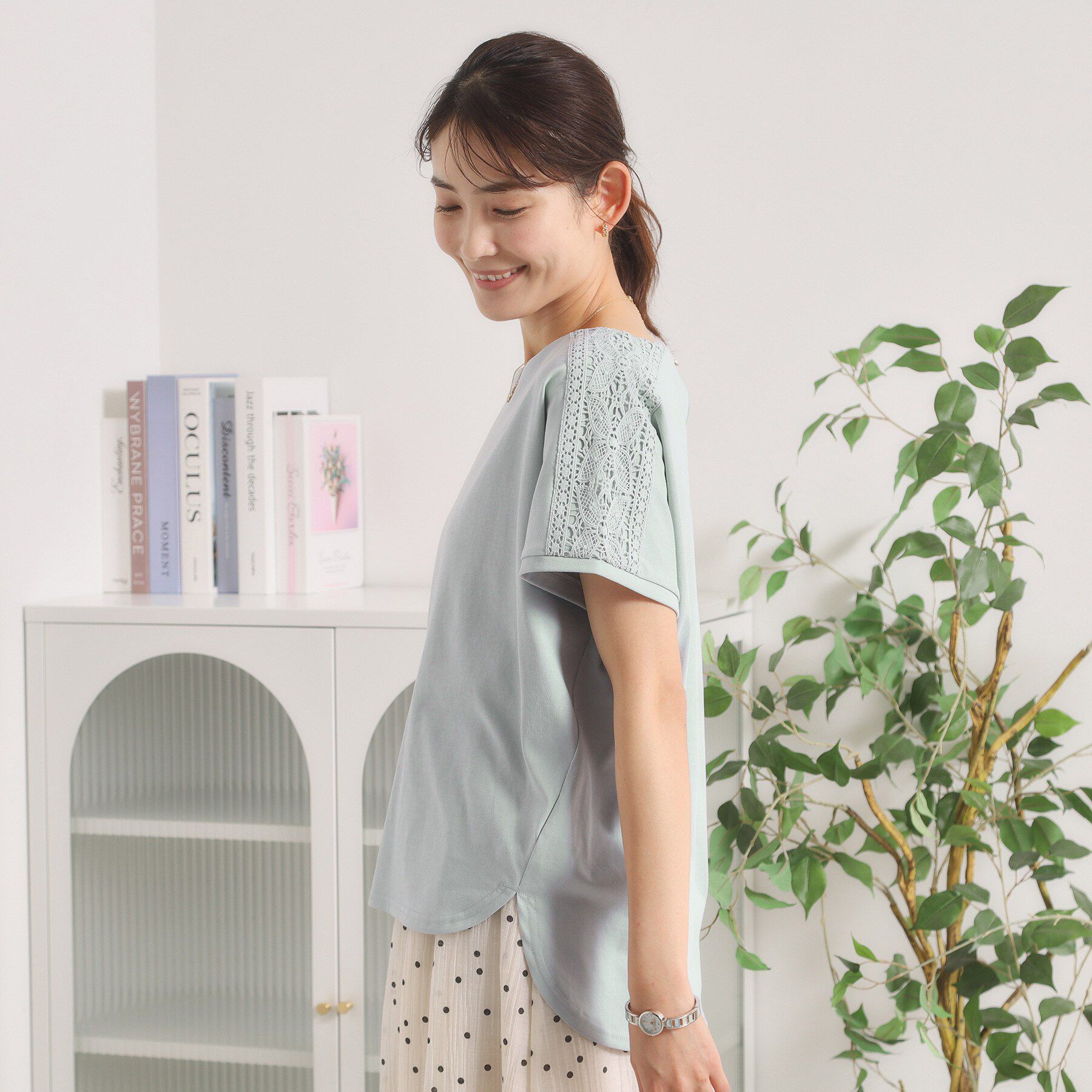 ITS&rsquo;DEMO「【冷感／遮熱】肩レースTシャツ」|Tシャツ・カットソー|