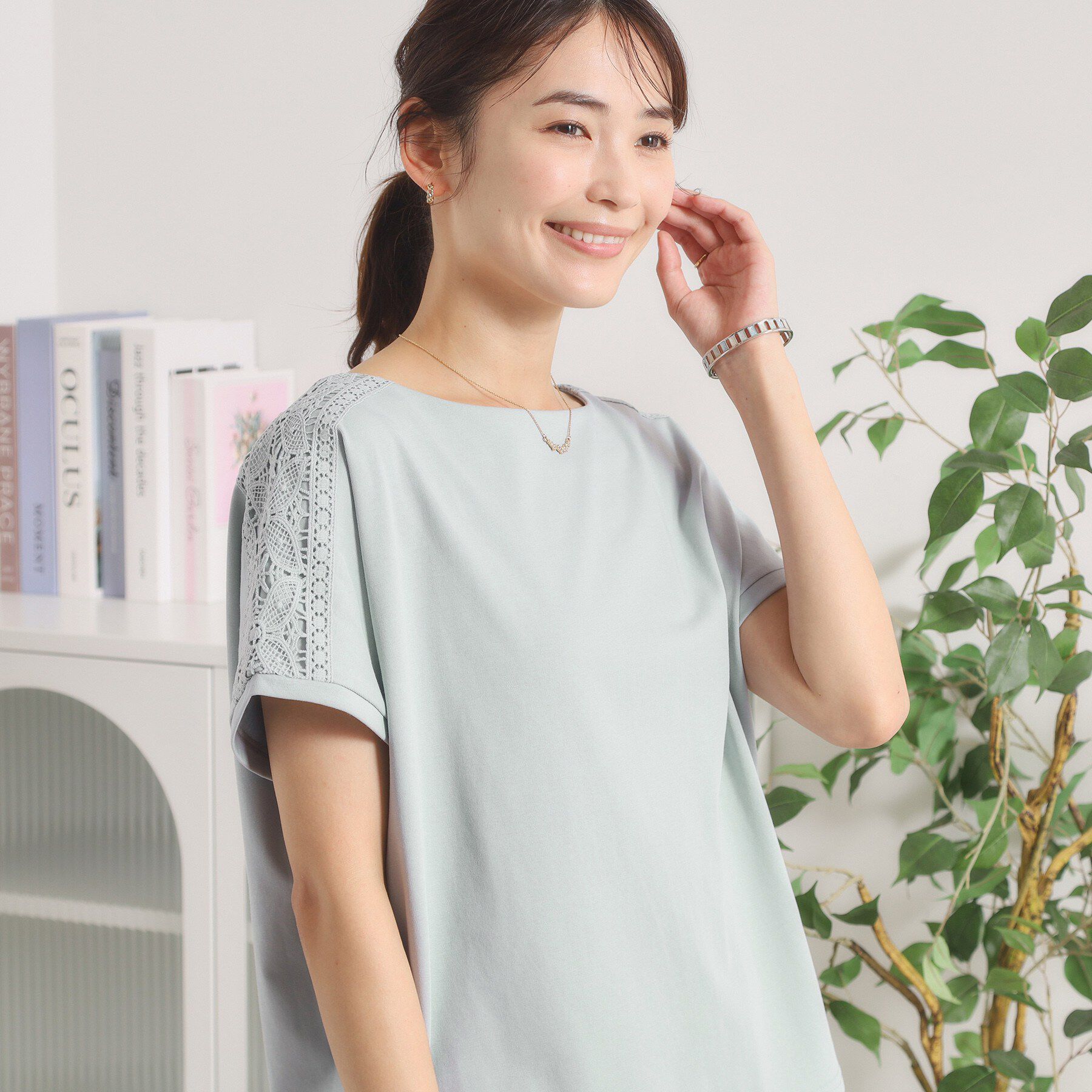 ITS&rsquo;DEMO「【冷感／遮熱】肩レースTシャツ」|Tシャツ・カットソー|