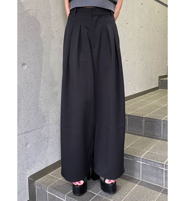 MURUA「ダブルタックワイドパンツ」|その他|ブラック